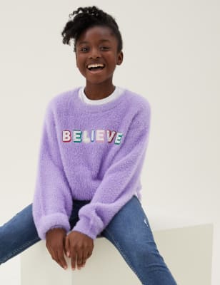 

Girls M&S Collection Believe Slogan Jumper (6-16 Yrs) - Lilac, Lilac