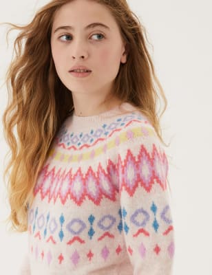 

Girls M&S Collection Fair Isle Jumper (6-16 Yrs) - Oatmeal Mix, Oatmeal Mix