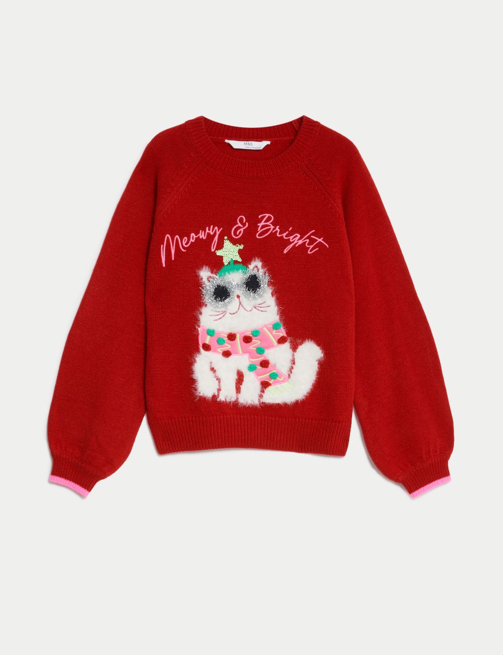 Christmas Cat Knitted Jumper (6-16 Yrs) image 2