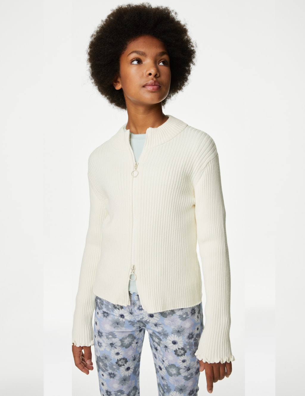 Ribbed Zip Cardigan (6-16 Yrs) image 3