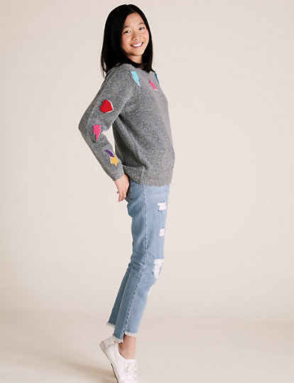 Knitted Appliqué Badge Jumper (6-16 Yrs)