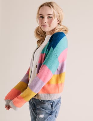 multi coloured striped cardigan