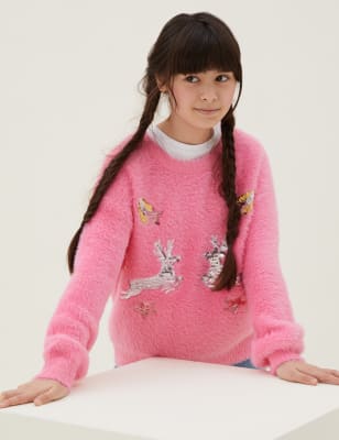 

Girls M&S Collection Sequin Reindeer Jumper - Pink, Pink