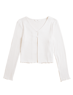 

Girls M&S Collection Ribbed Cardigan (6-16 Yrs) - Cream, Cream