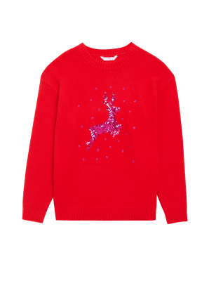 

Girls M&S Collection Knitted Reindeer Jumper (6-16 Yrs) - Red Mix, Red Mix