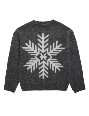 

Girls M&S Collection Snowflake Jumper (6-16 Yrs) - Grey, Grey