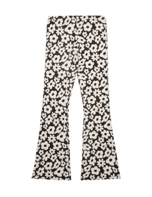 

M&S Collection Geblümte Leggings mit hohem Baumwollanteil und ausgestelltem Bein (6-16 J.) - Black Mix, Black Mix