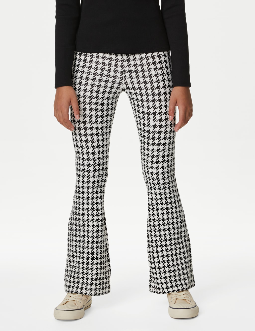 Cotton Rich Dogtooth Flared Leggings (6-16 Yrs) image 3