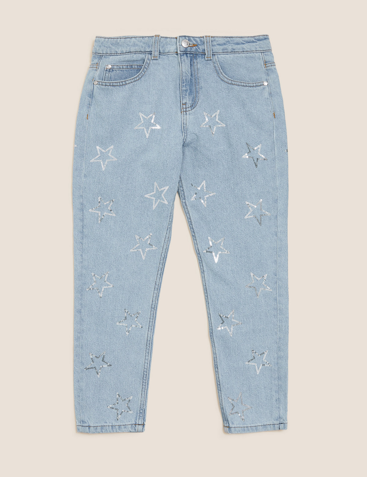 Mom Denim Sequin Star Jeans (6-16 Yrs)