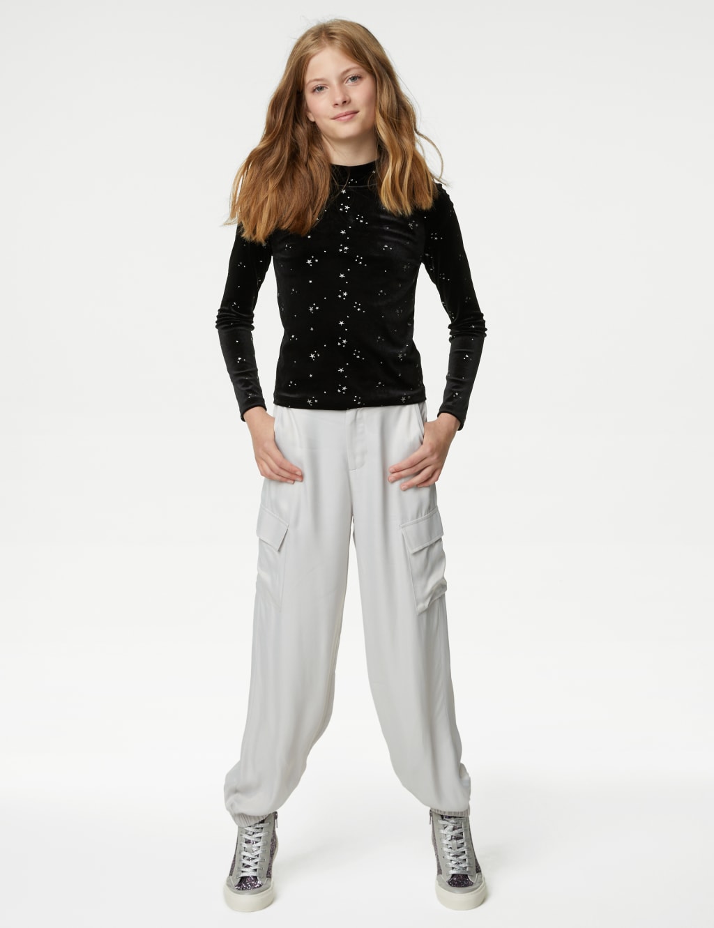 Satin Cargo Trousers (6-16 Yrs) image 1