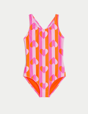 M&S Girls Printed Swimsuit (6-16 Yrs) - 6-7 Y - Pink Mix, Pink Mix,Purple Mix