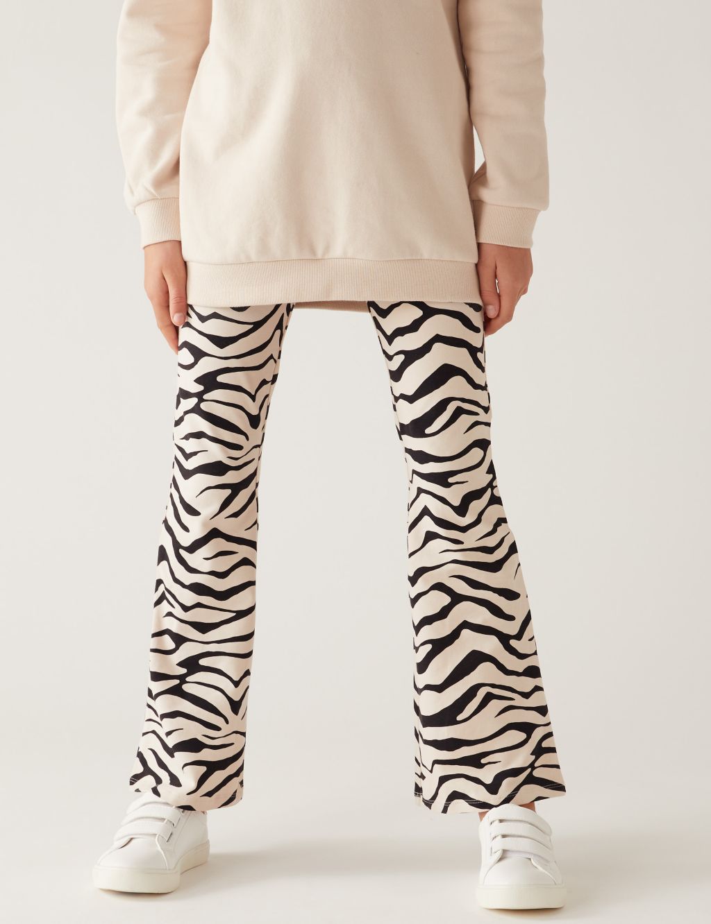 Cotton Rich Zebra Print Flared Leggings (6-16 Yrs) image 3