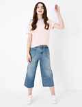 Cotton Wide Legged Cropped Jeans (6-16 Yrs)