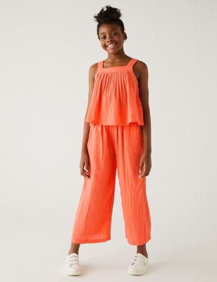 Pure Cotton Wide Leg Trousers (6-16 Yrs)