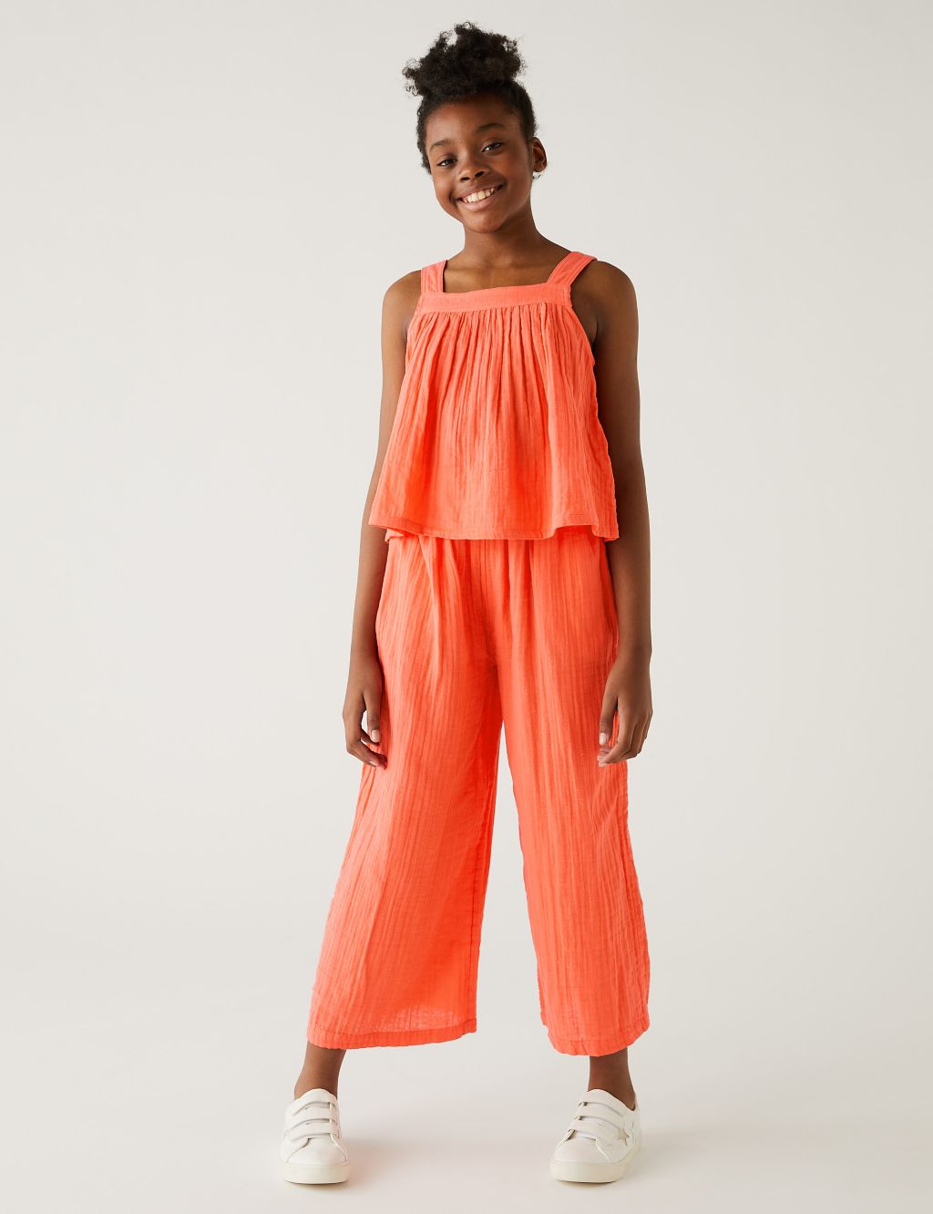 Pure Cotton Wide Leg Trousers (6-16 Yrs) image 1