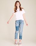 Mom Fit Denim Patchwork Jeans (6-16 Yrs)