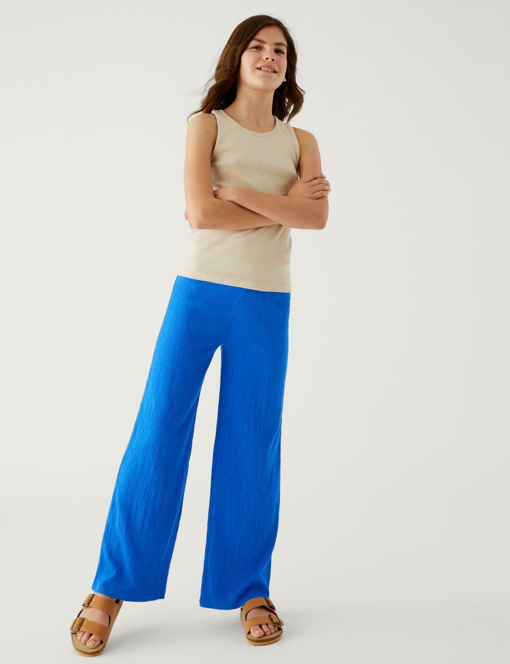 Cotton Blend Flared Trousers (6-16 Yrs) image 2