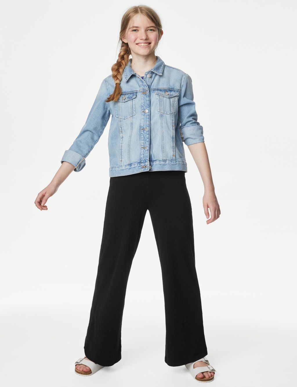 Cotton Blend Flared Trousers (6-16 Yrs) image 1
