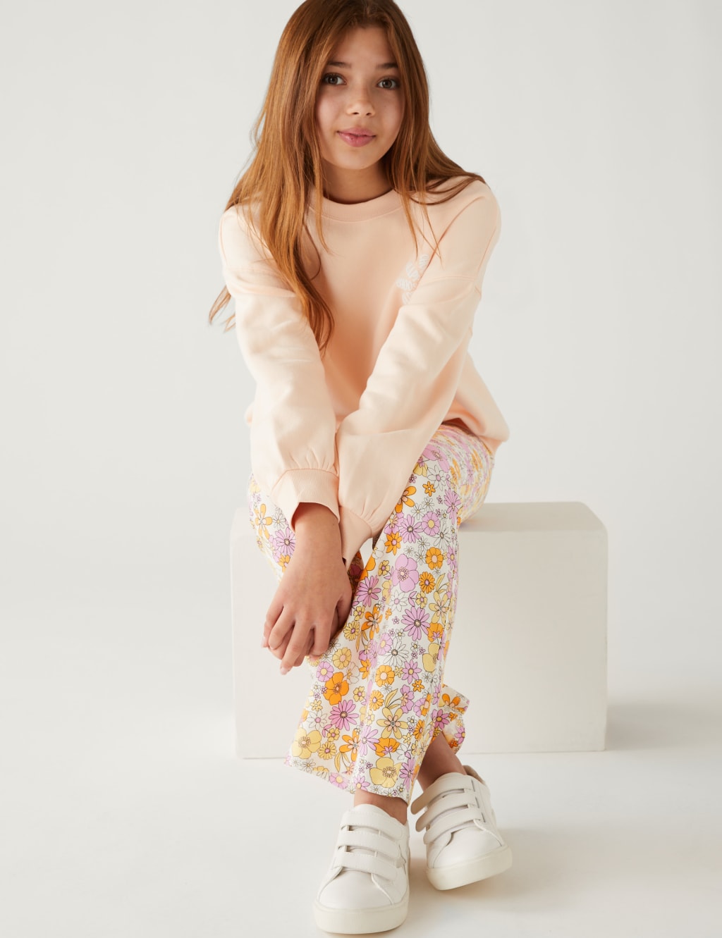 Cotton Rich Floral Flared Leggings (6-16 Yrs) image 2