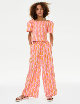 Printed Wide Leg Trousers