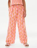 Pure Cotton Printed Wide Leg Trousers (6-16 Yrs) | M&S NO
