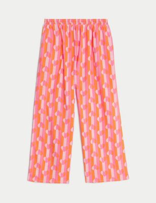 Pure Cotton Printed Wide Leg Trousers(6-16 Yrs)