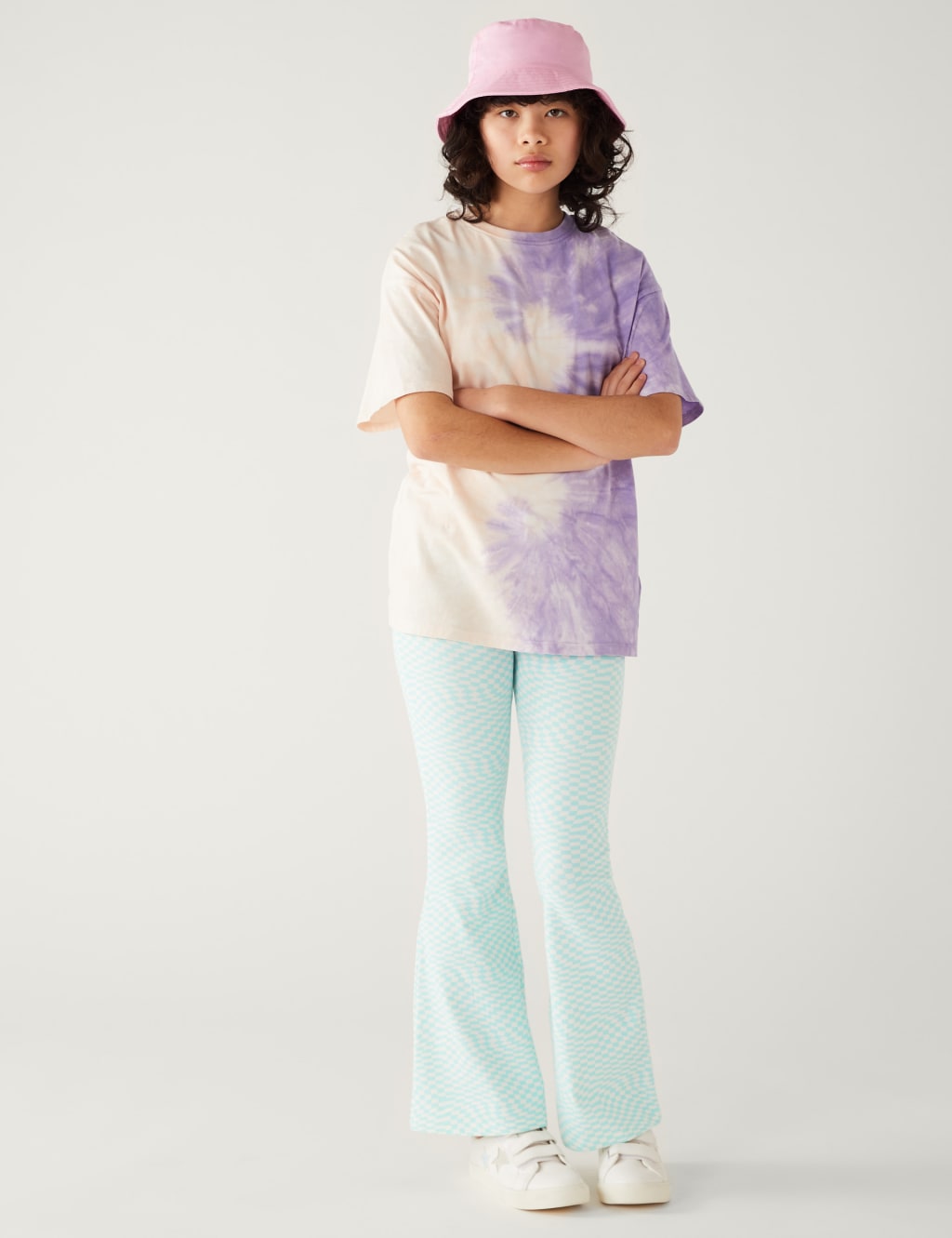 Cotton Rich Checkerboard Flared Leggings (6-16 Yrs) image 2