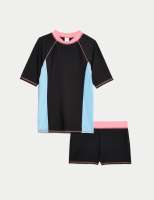 2pc Colour Block Rash Vest Set (6-16 Yrs)