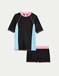 2pc Colour Block Rash Vest Set (6-16 Yrs)