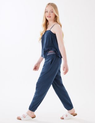 Relaxed Pure Cotton Embroidered Trousers (6-16 Yrs) - DE