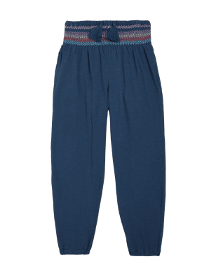 

Girls M&S Collection Relaxed Pure Cotton Embroidered Trousers (6-16 Yrs) - Blue, Blue