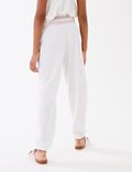 Relaxed Pure Cotton Embroidered Trousers (6-16 Yrs)