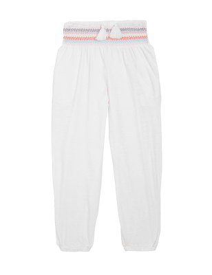 

Girls M&S Collection Relaxed Pure Cotton Embroidered Trousers (6-16 Yrs) - Ivory, Ivory