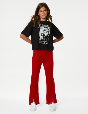 Velvet Plain Flared Leggings (6-16 Yrs)