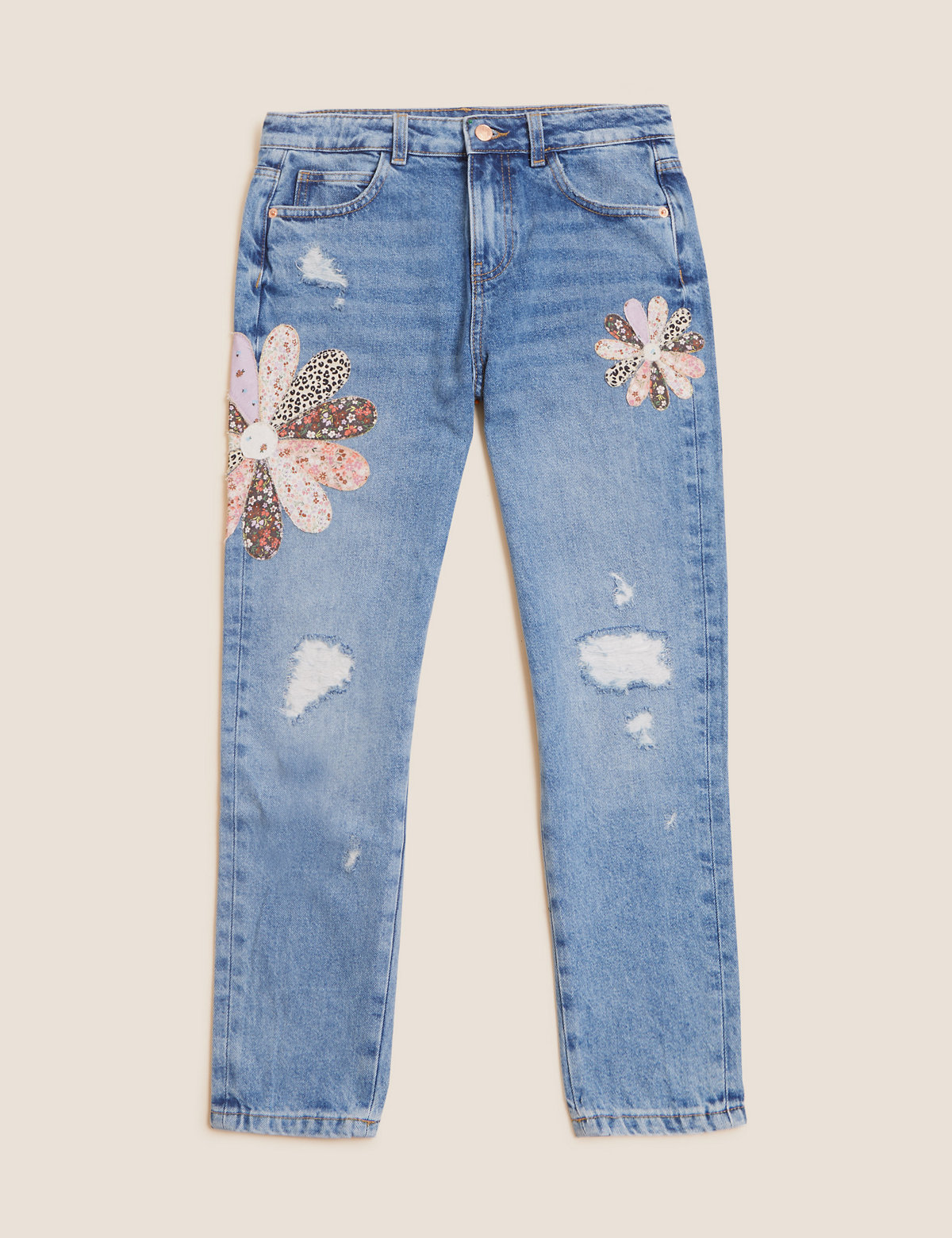 Mom Denim Floral Jeans (6-16 Yrs)