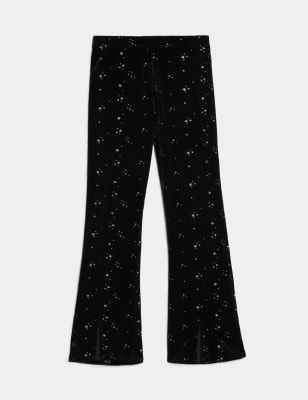 Velvet Glitter Stars Flared Leggings (6-16 Yrs)