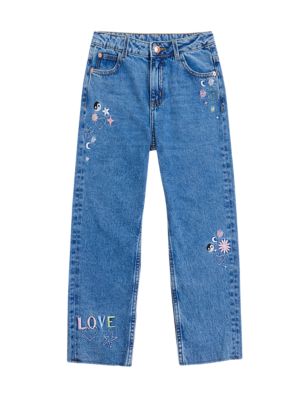 M&S Girls Denim Embroidered Jeans (6-16 Yrs)