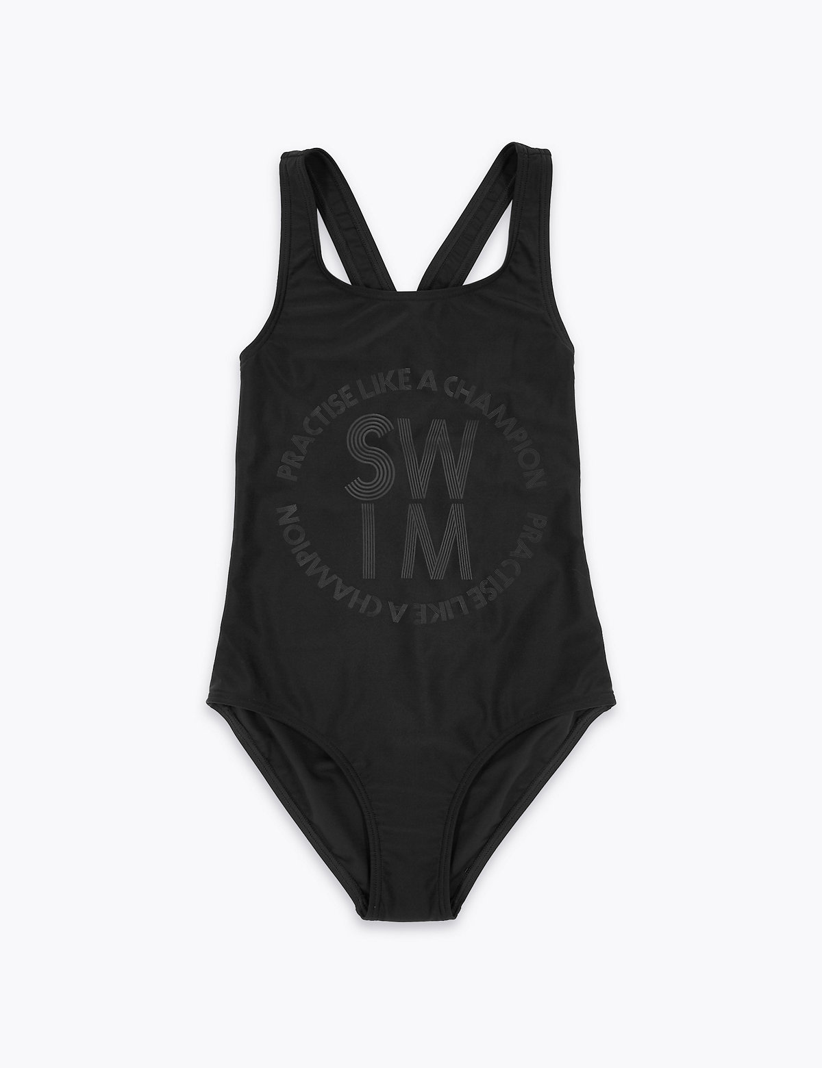 Practise Like a Champion Slogan Swimsuit (6-16 Yrs)