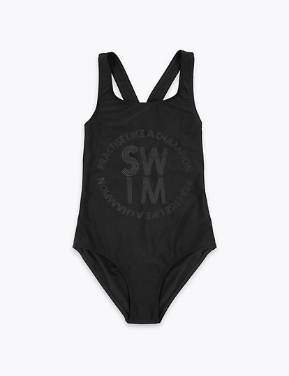 Practise Like a Champion Slogan Swimsuit (6-16 Yrs)