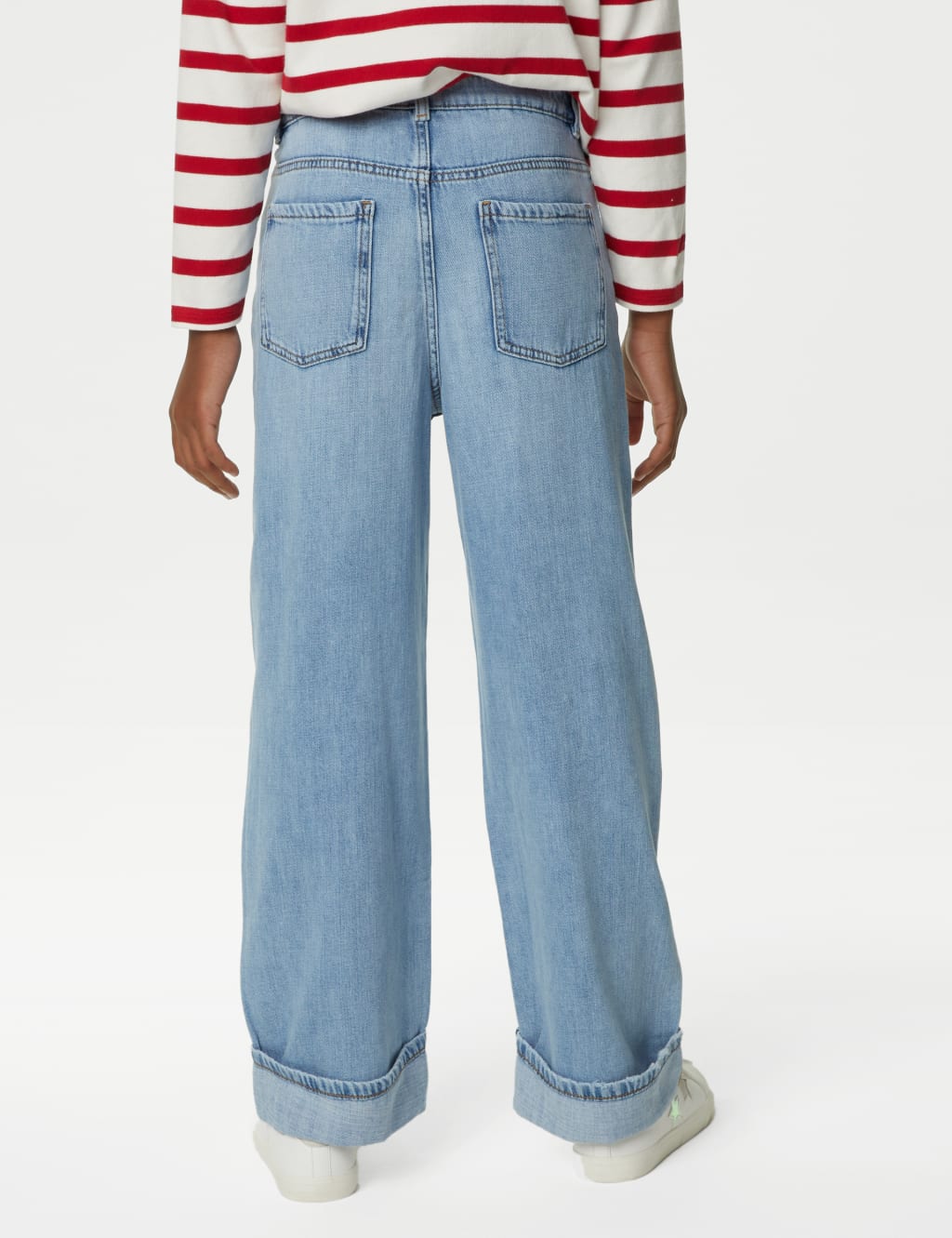 Wide Leg Turn Up Jeans (6-16 Yrs) image 5