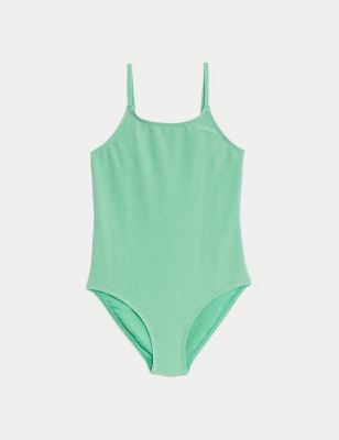 M&S Girl's Sparkle Swimsuit (6-16 Yrs) - 7-8 Y - Green, Green