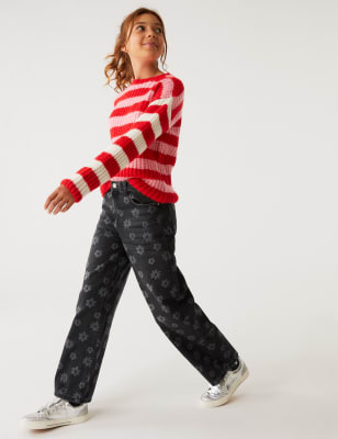 

M&S Collection Jeans florales denim de pata ancha (6-16 años) - Black Denim, Black Denim
