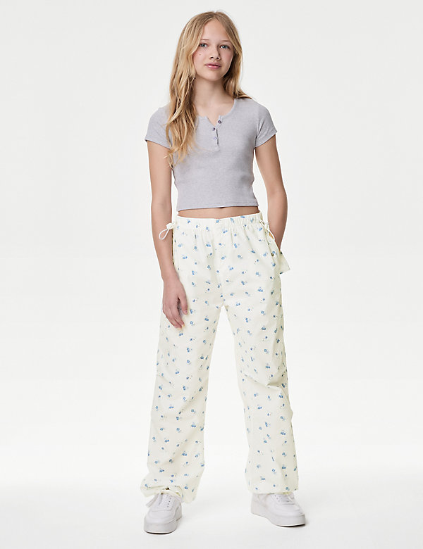 Pure Cotton Ditsy Floral Parachute Trousers (6-16 Yrs) - US