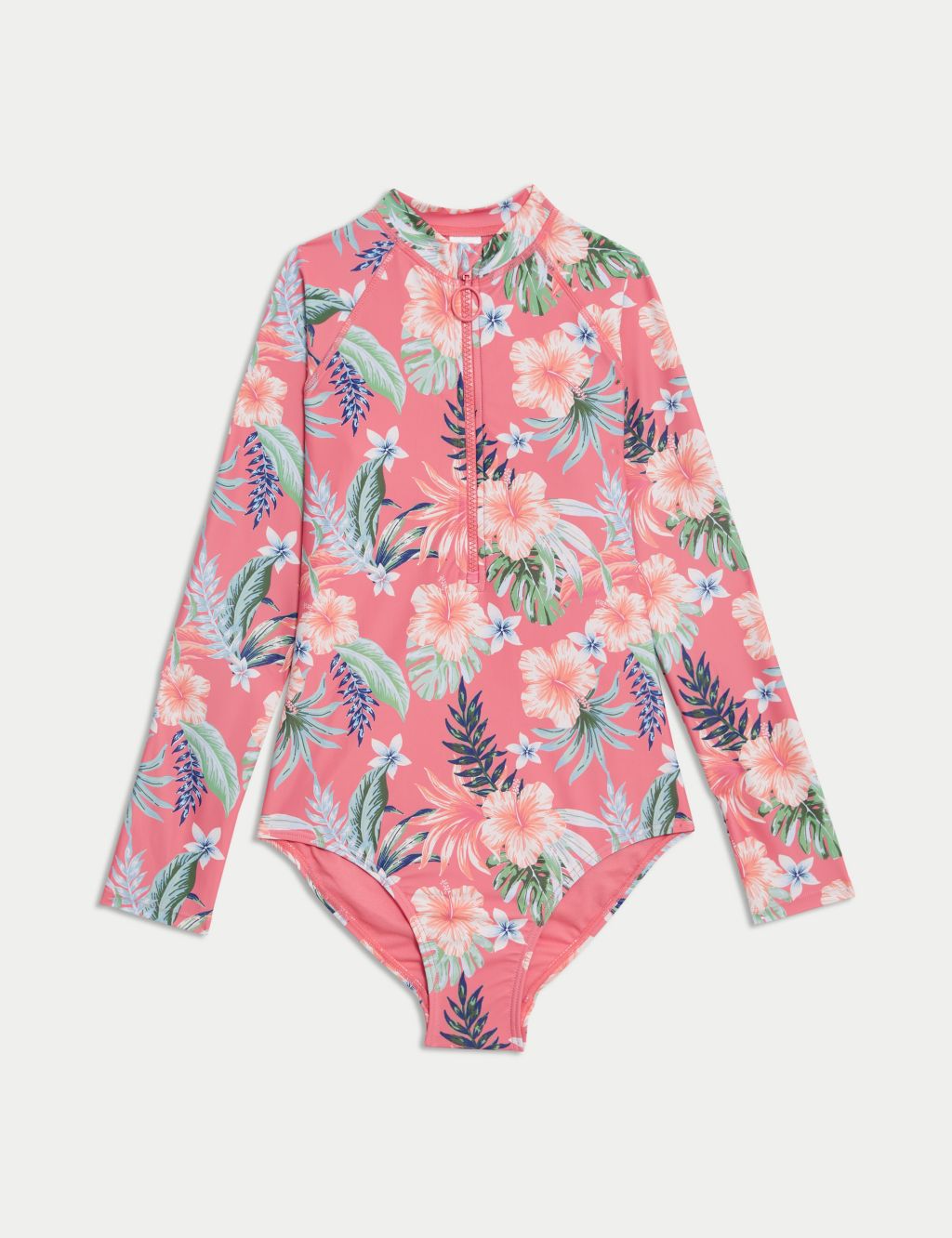 Tropical Print Long Sleeve Swimsuit (6-16 Yrs)