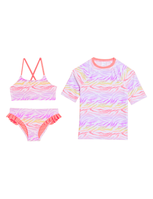 

Girls M&S Collection 3pc Zebra Print Set (6-16 Yrs) - White, White