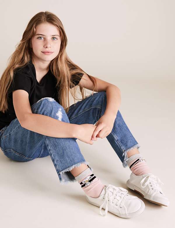 Pure Cotton Relaxed Ripped Jeans (6-16 Yrs)