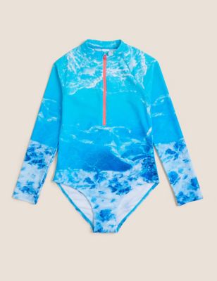 

Girls M&S Collection Sea Print Long Sleeve Swimsuit (6-16 Yrs) - Blue, Blue