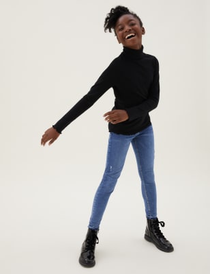 Mini Ivy - Jean denim skinny, aspect déchiré (du 6 au 16 ans)