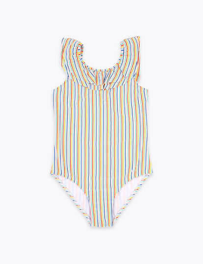 Striped Frill Swimsuit (6-16 Yrs)