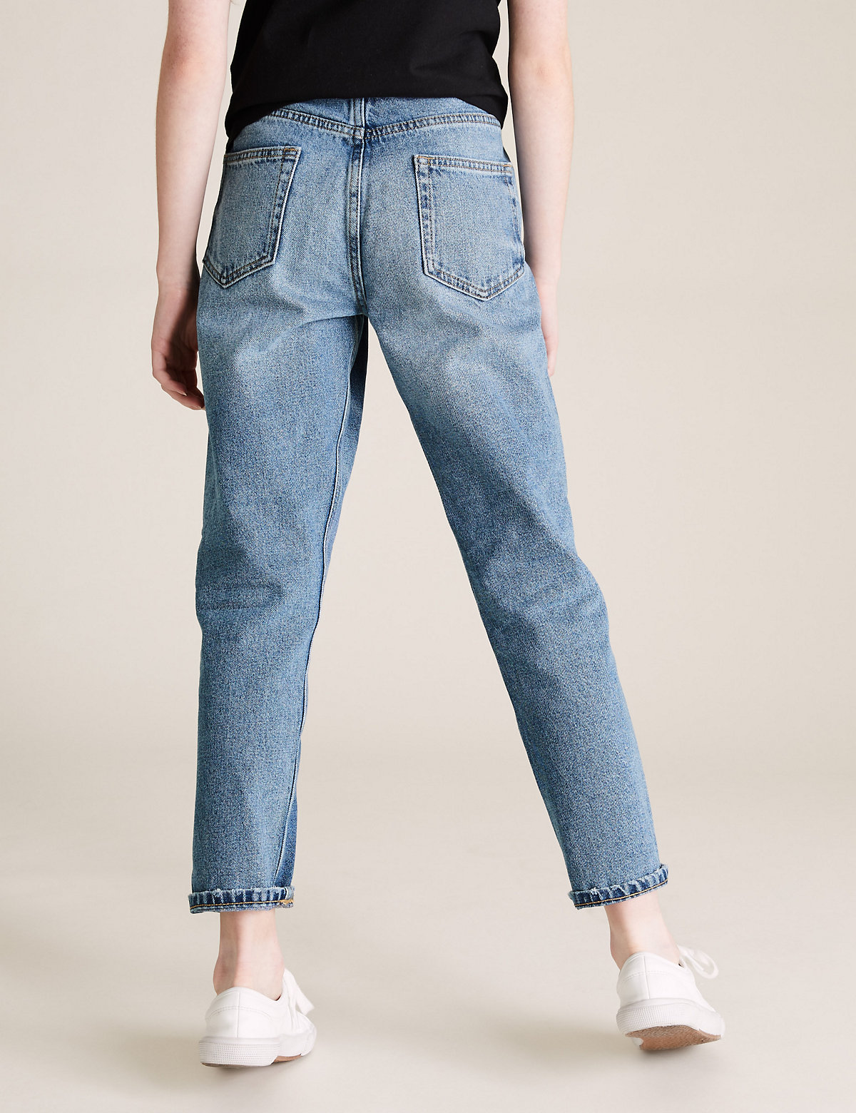 Mom Fit Denim Patchwork Jeans (6-16 Yrs)